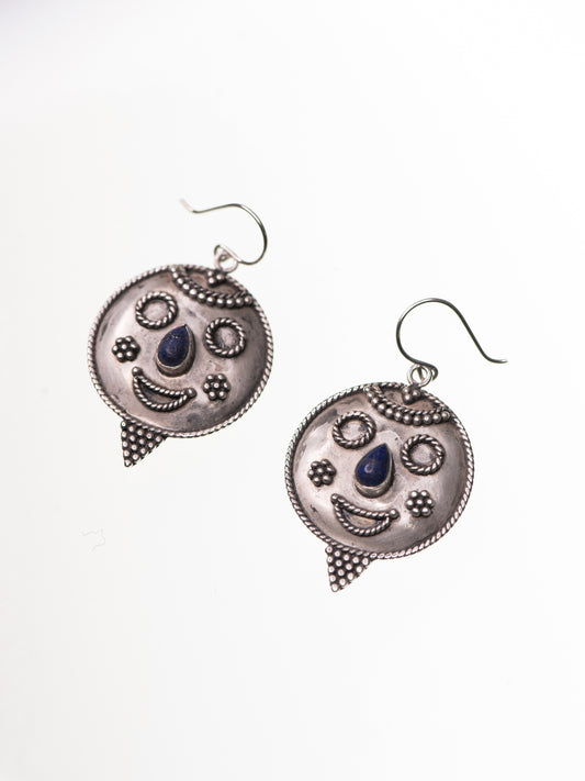 Vintage Sterling Silver & Lapis Lazuli Earrings - 1990s