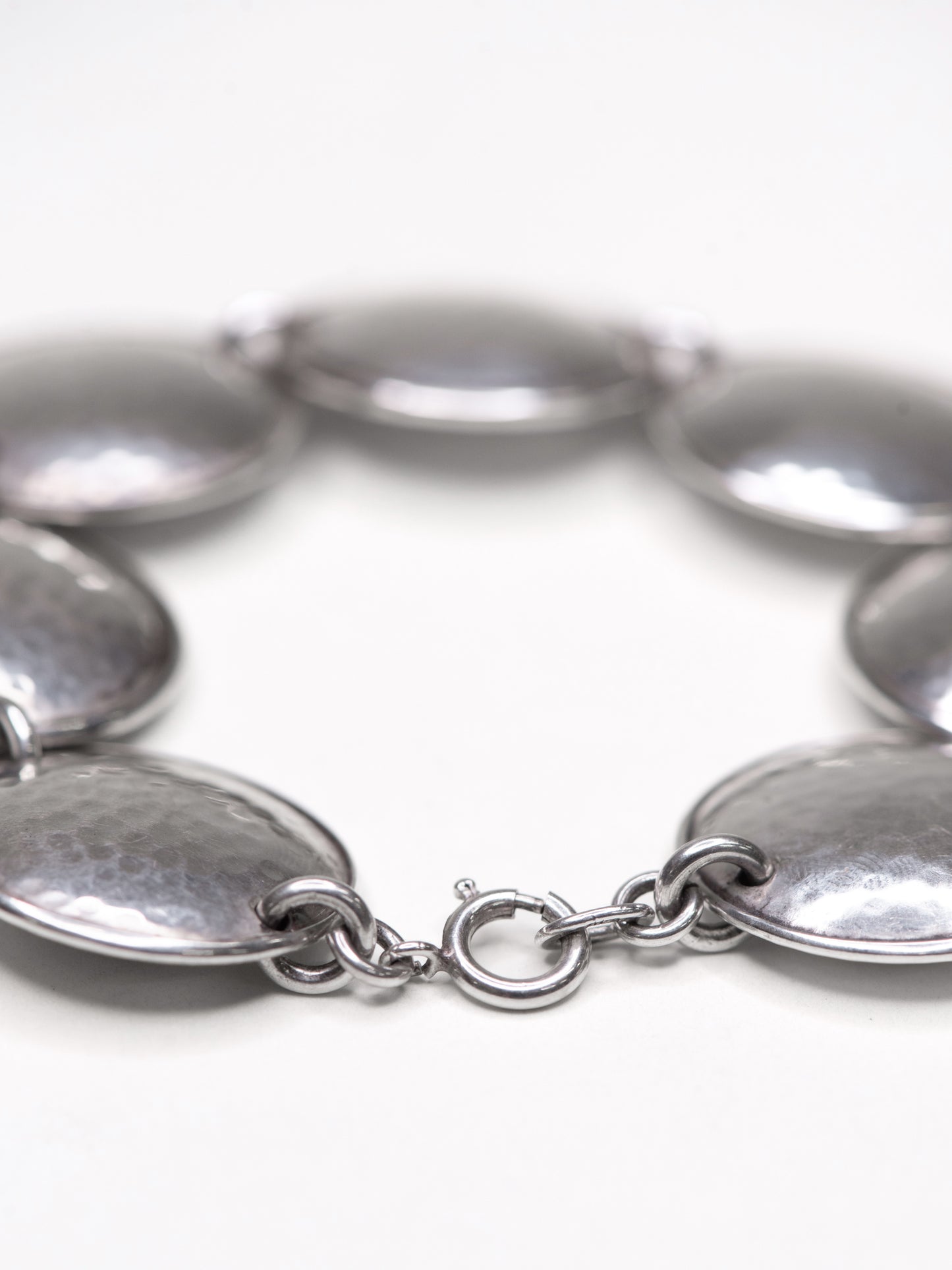 Hammered Disc Silver Bracelet - Sweden, Mid-Century
