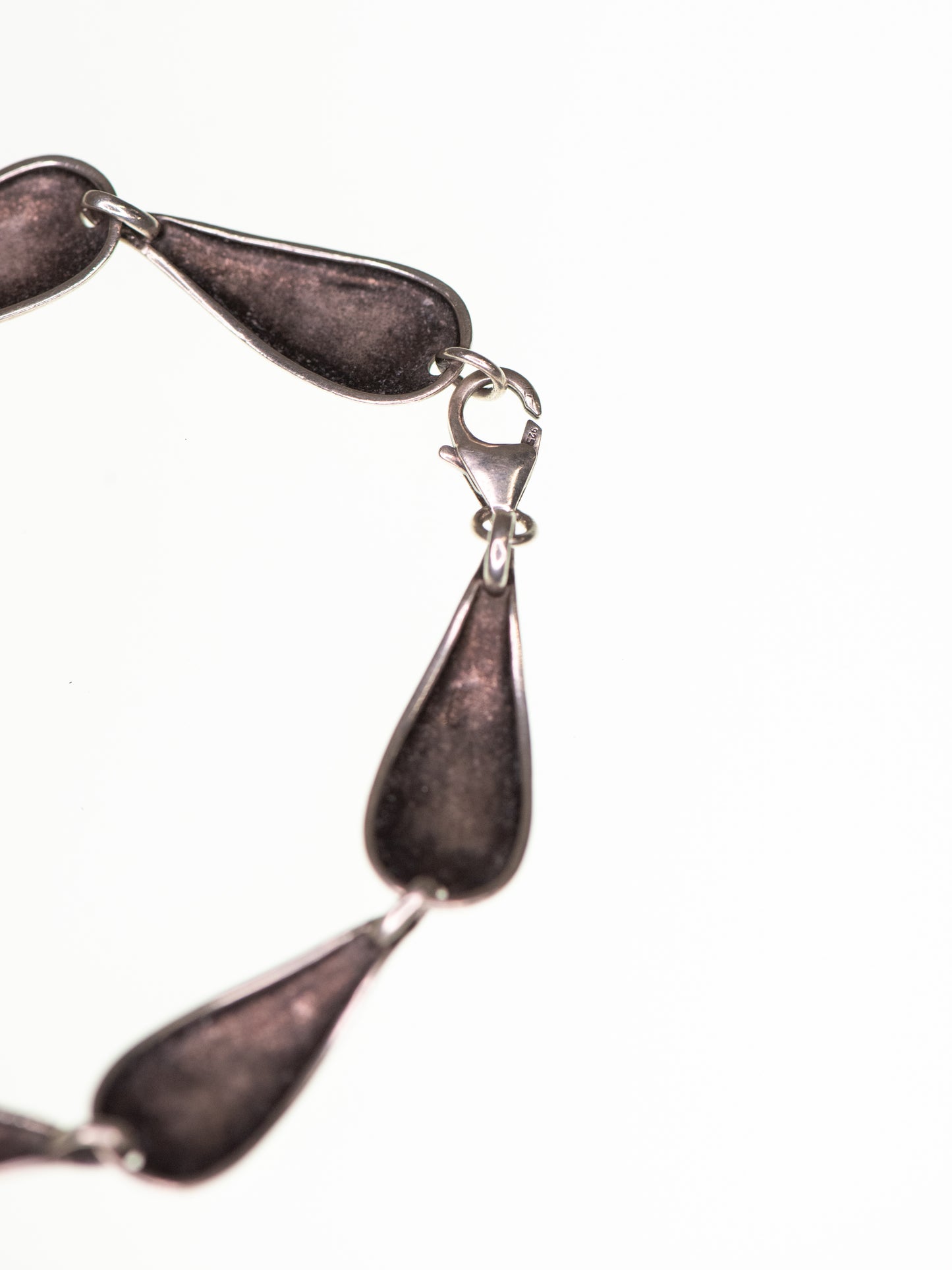 Vintage Sterling Silver Teardrop Link Bracelet