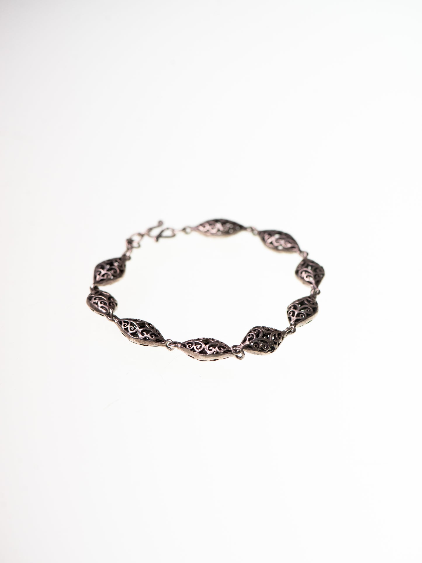 Vintage Silver Bracelet with Sculpted Silver Links