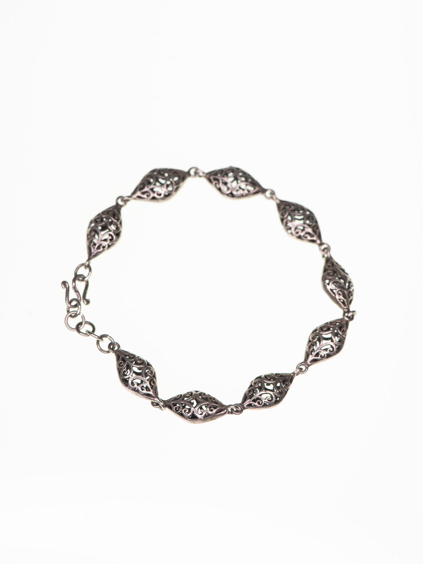 Vintage Silver Bracelet with Sculpted Silver Links