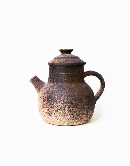 Wheel-thrown Mid-Century Teapot with Volcanic Glaze
