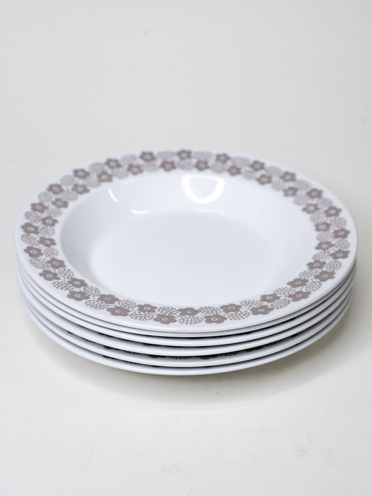 Grey ‘Rypäle’ Deep Plates by Raija Uosikkinen for Arabia, 1970s - Set of 6