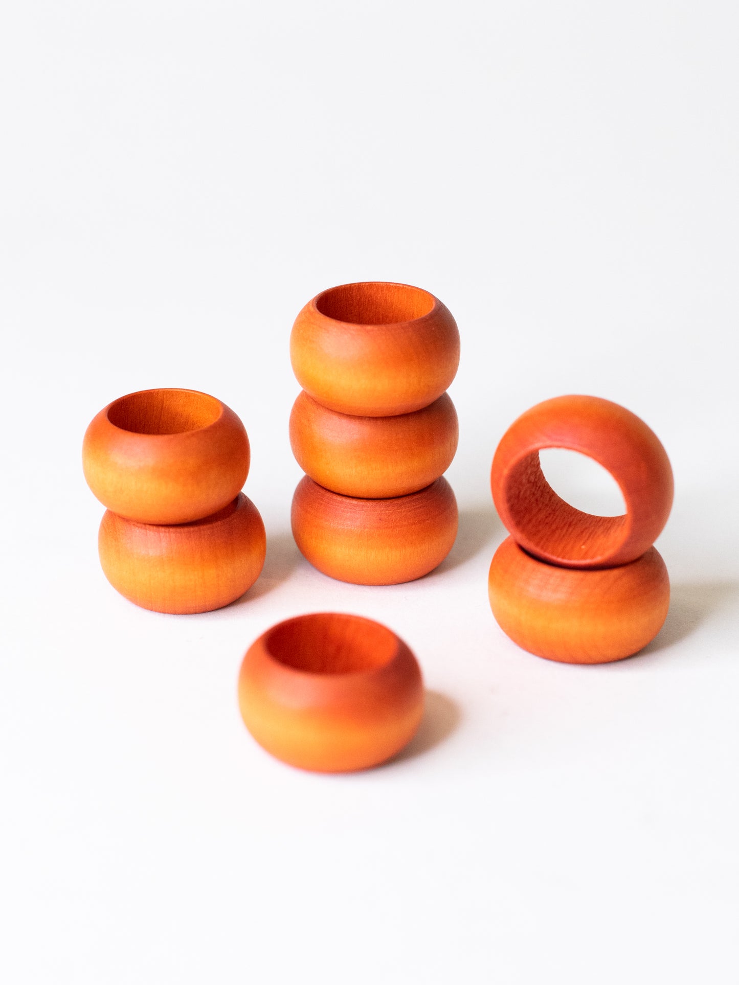 Vintage 1970's Orange Napkin Rings by Aarikka, Finland - Set of 8