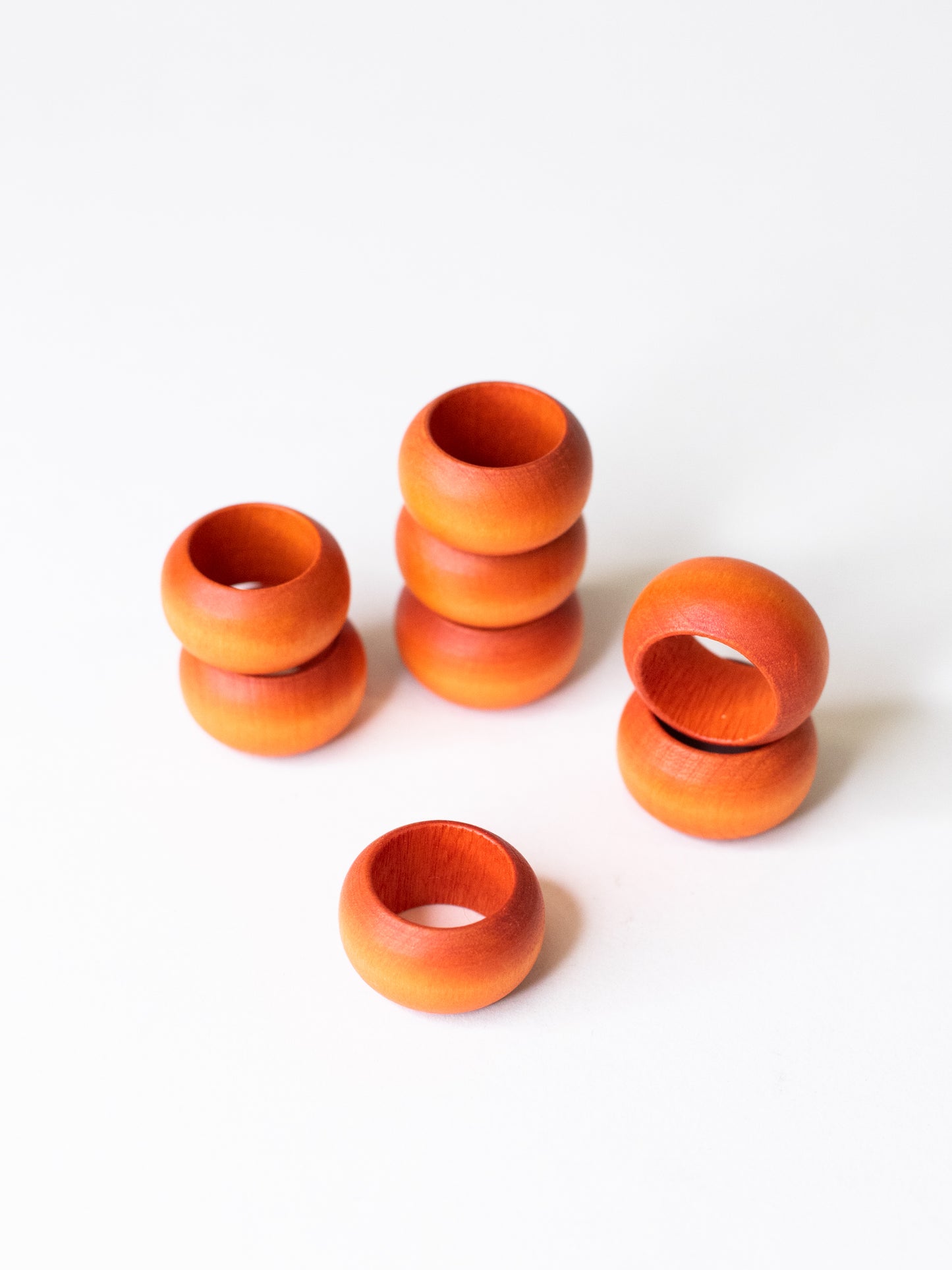 Vintage 1970's Orange Napkin Rings by Aarikka, Finland - Set of 8