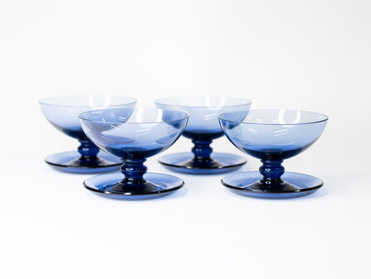 Vintage Mid-Century Indigo Dessert Coupes - Set of 4