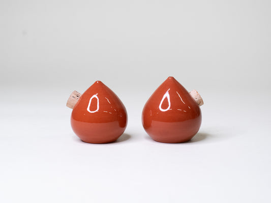 Brick-Red Mid-Century Spice Shakers - Finnish Handmade Ceramics, 1970s