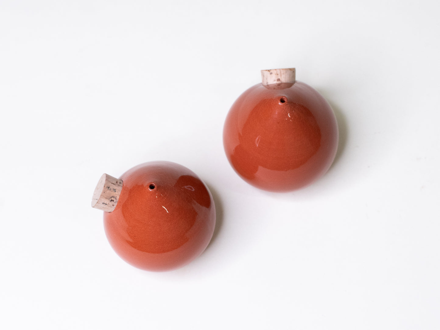 Brick-Red Mid-Century Spice Shakers - Finnish Handmade Ceramics, 1970s