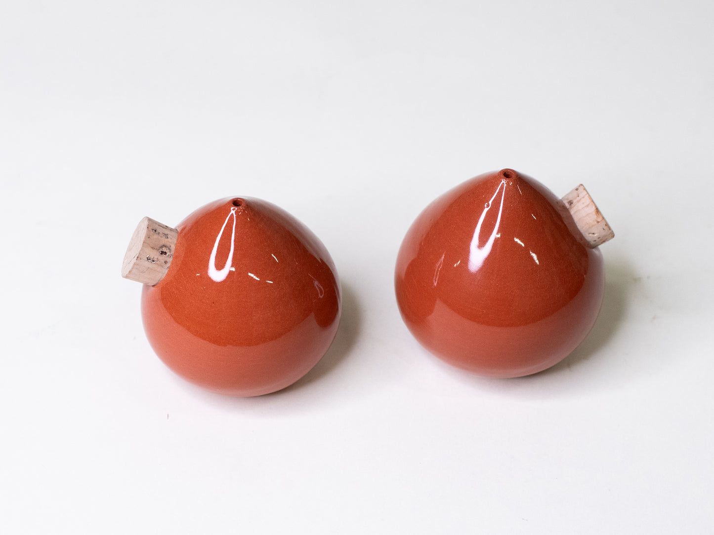Brick-Red Mid-Century Spice Shakers - Finnish Handmade Ceramics, 1970s