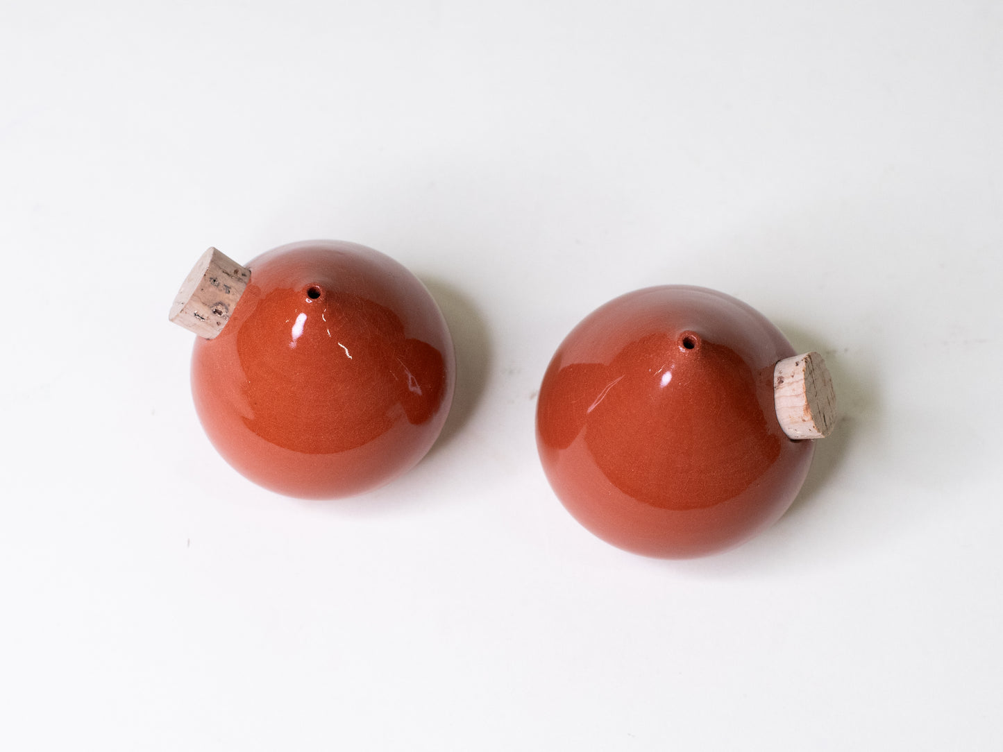 Brick-Red Mid-Century Spice Shakers - Finnish Handmade Ceramics, 1970s