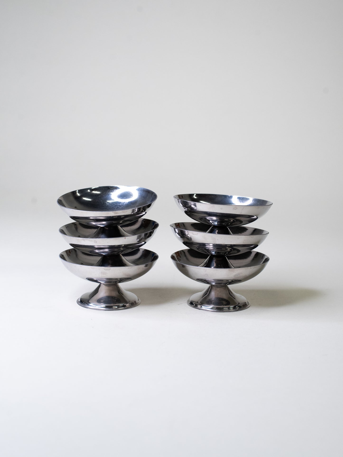 French Vintage Stainless Steel Dessert Coupes - Set of 6