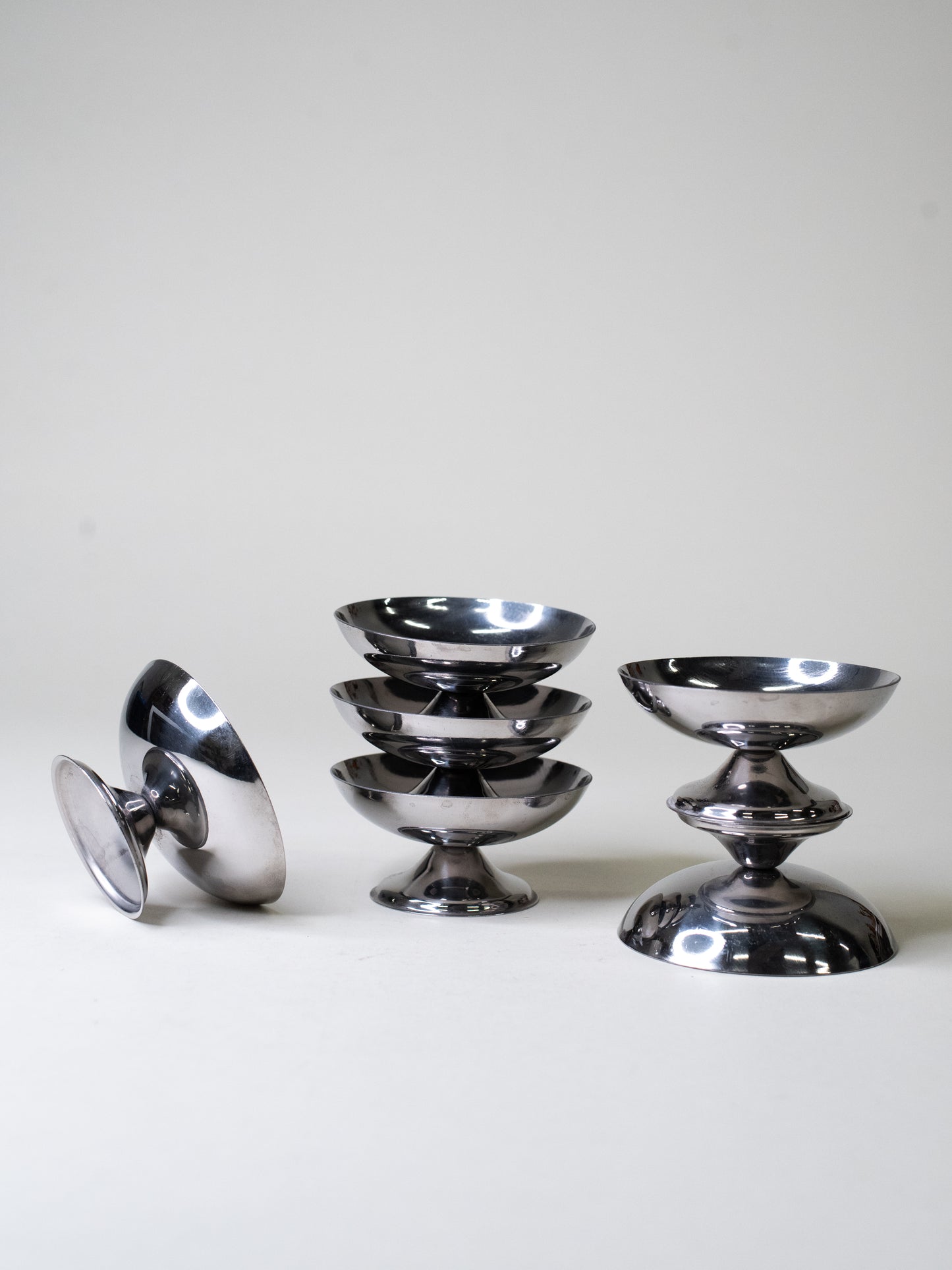 French Vintage Stainless Steel Dessert Coupes - Set of 6
