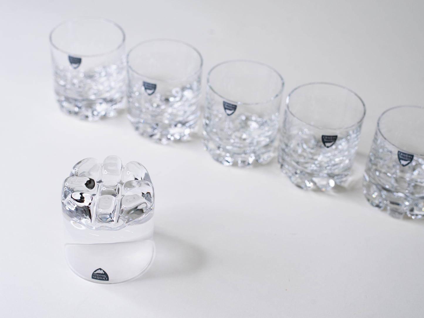 Orrefors “Erik” Old Fashioned Glasses by Olle Alberius - Sweden, 1980s - Set of 6