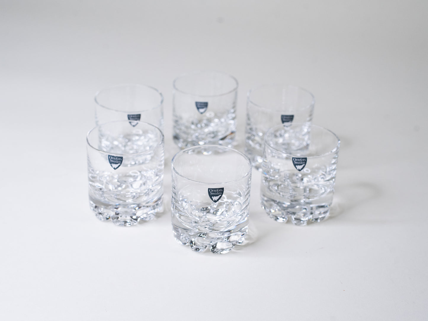 Orrefors “Erik” Old Fashioned Glasses by Olle Alberius - Sweden, 1980s - Set of 6