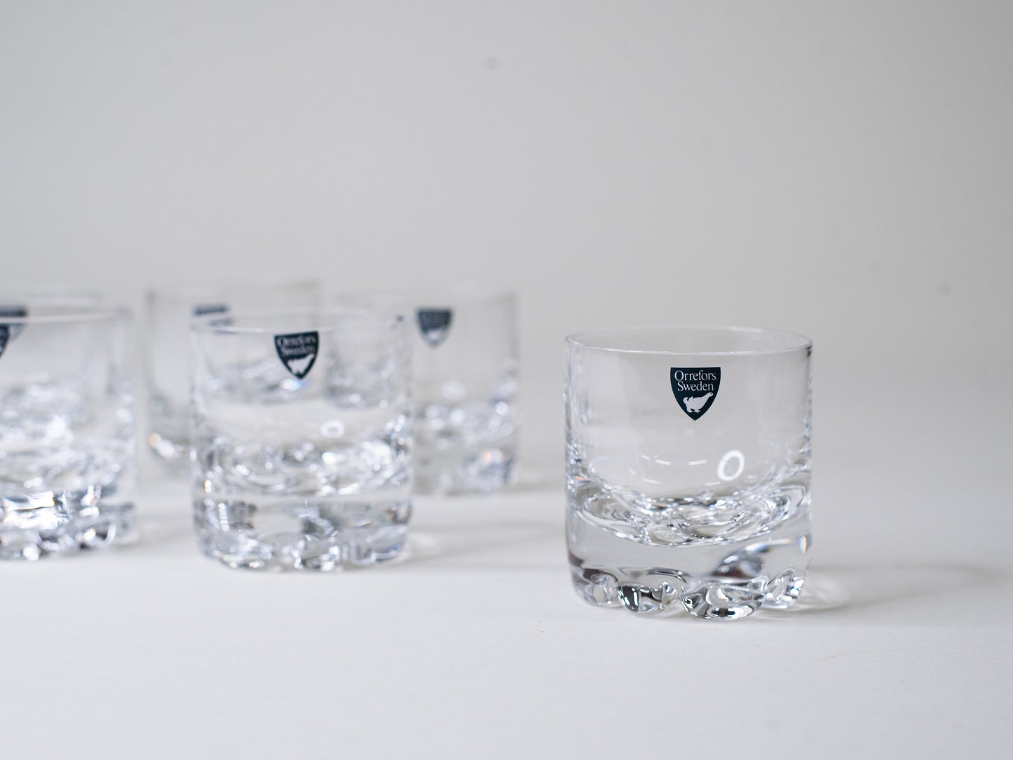 Orrefors “Erik” Old Fashioned Glasses by Olle Alberius - Sweden, 1980s - Set of 6