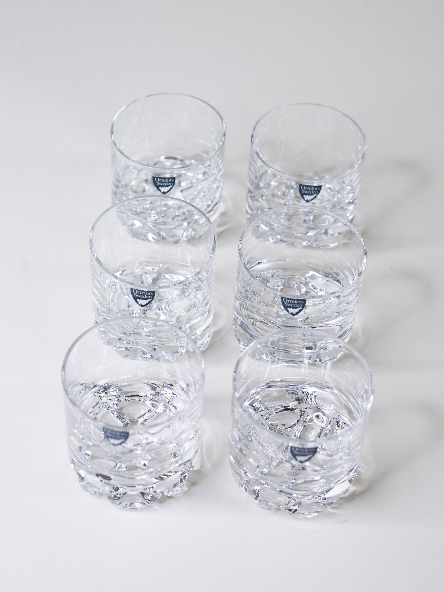 Orrefors “Erik” Old Fashioned Glasses by Olle Alberius - Sweden, 1980s - Set of 6