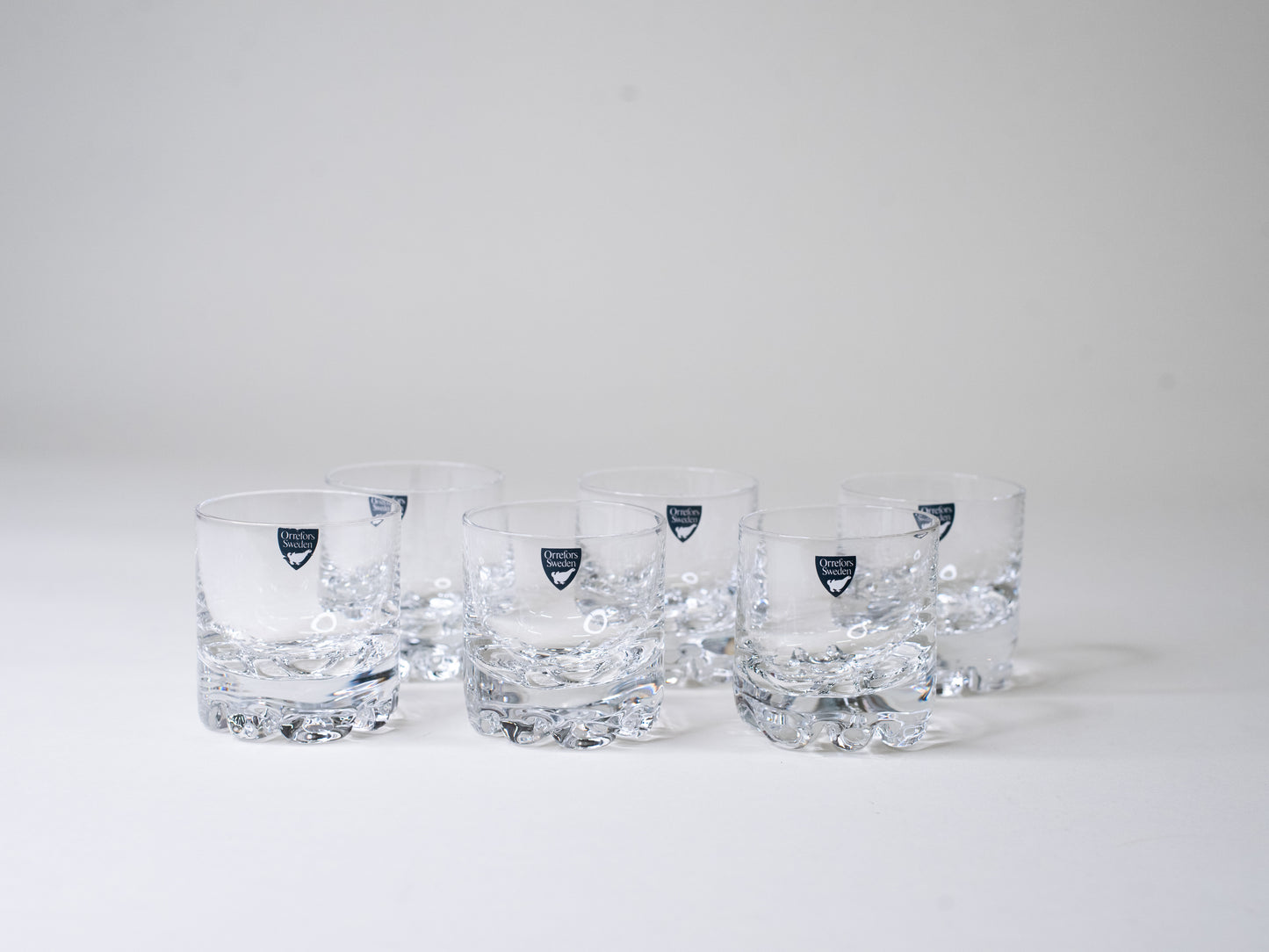 Orrefors “Erik” Old Fashioned Glasses by Olle Alberius - Sweden, 1980s - Set of 6