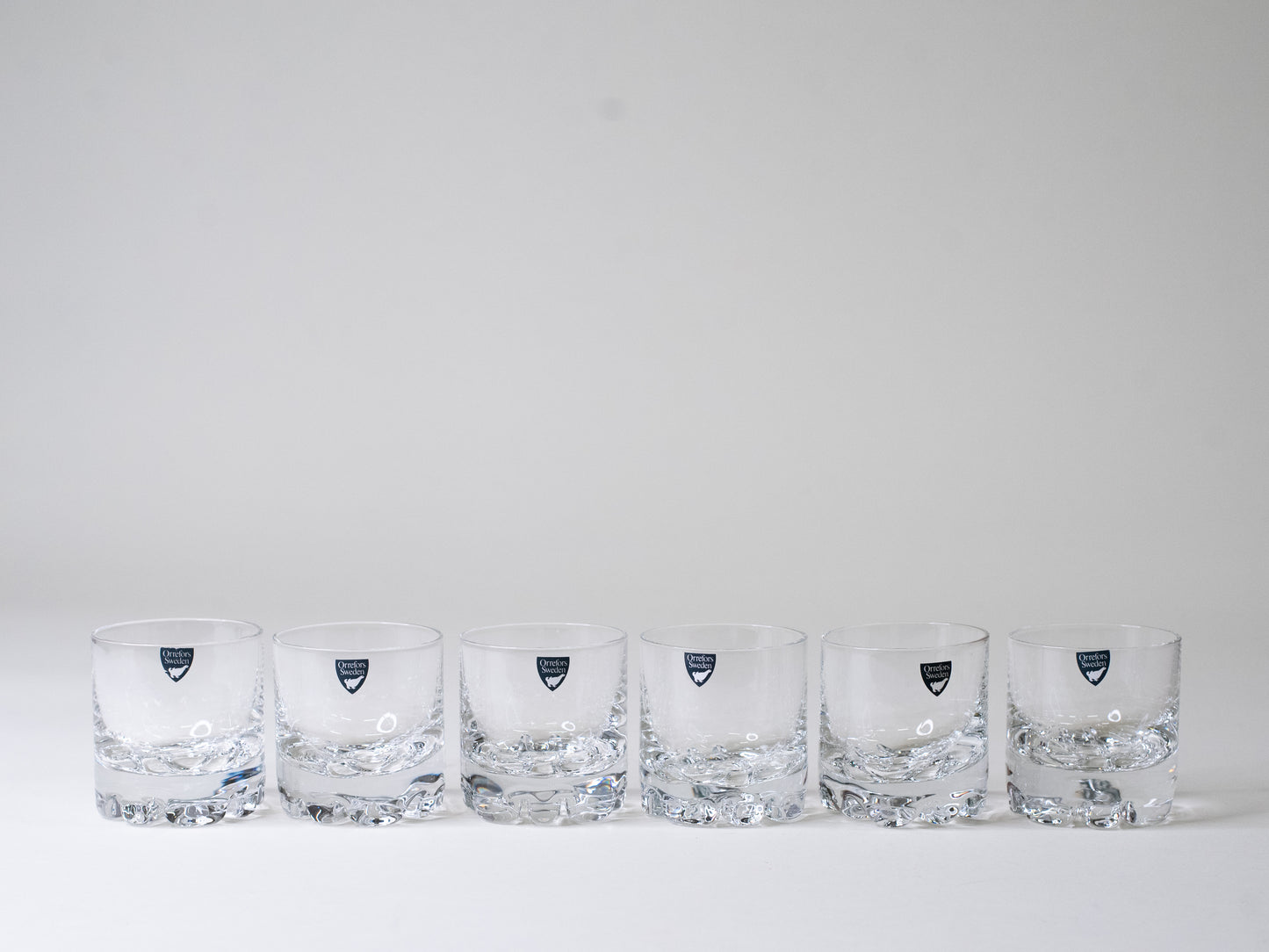 Orrefors “Erik” Old Fashioned Glasses by Olle Alberius - Sweden, 1980s - Set of 6