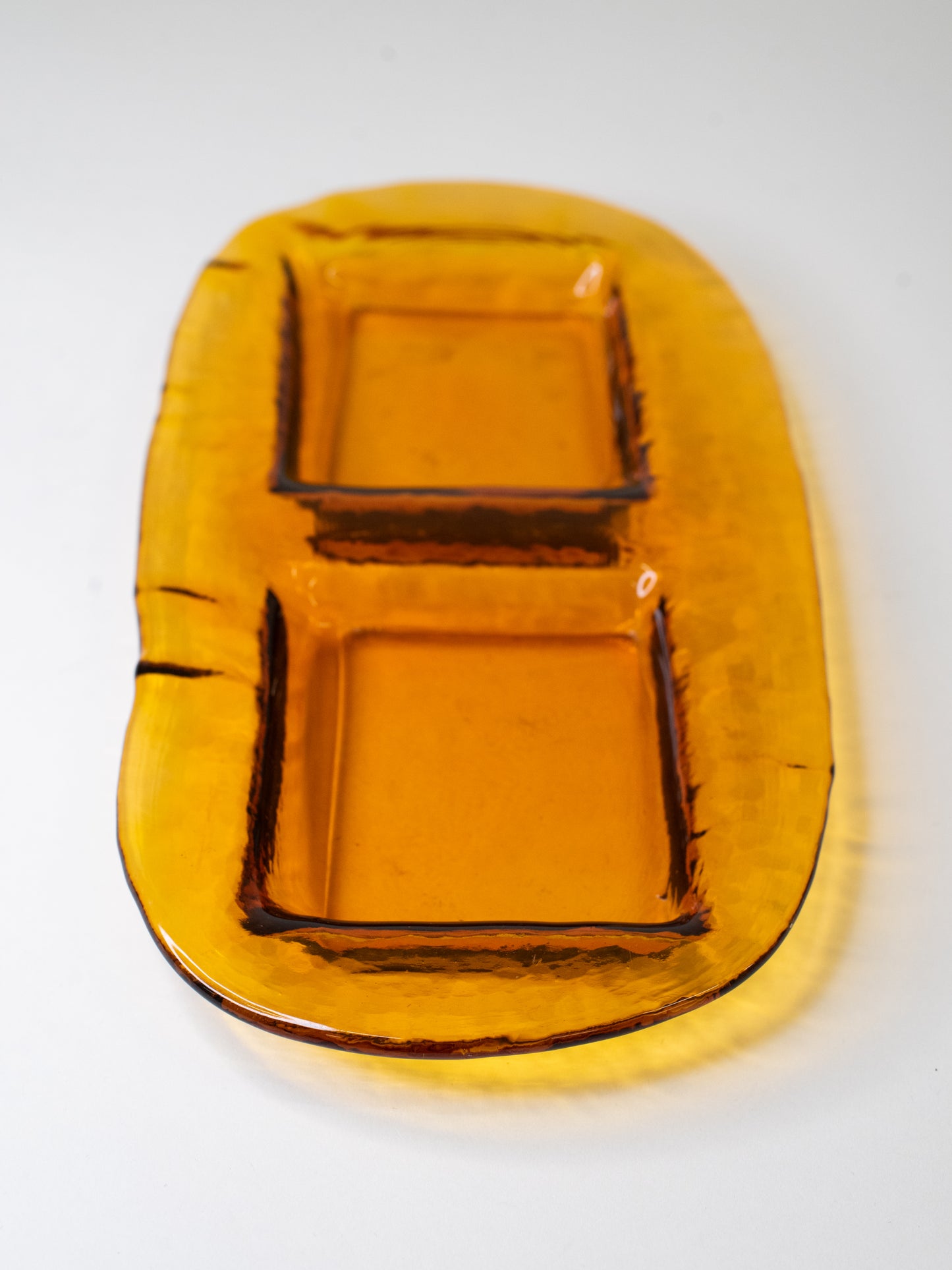 Amber Glass Serving Dish by Gösta Sigvard for Lindshammar – Sweden, 1960s