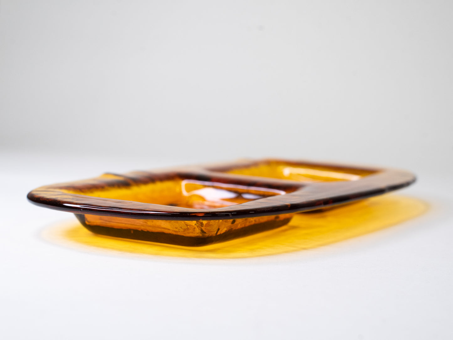 Amber Glass Serving Dish by Gösta Sigvard for Lindshammar – Sweden, 1960s