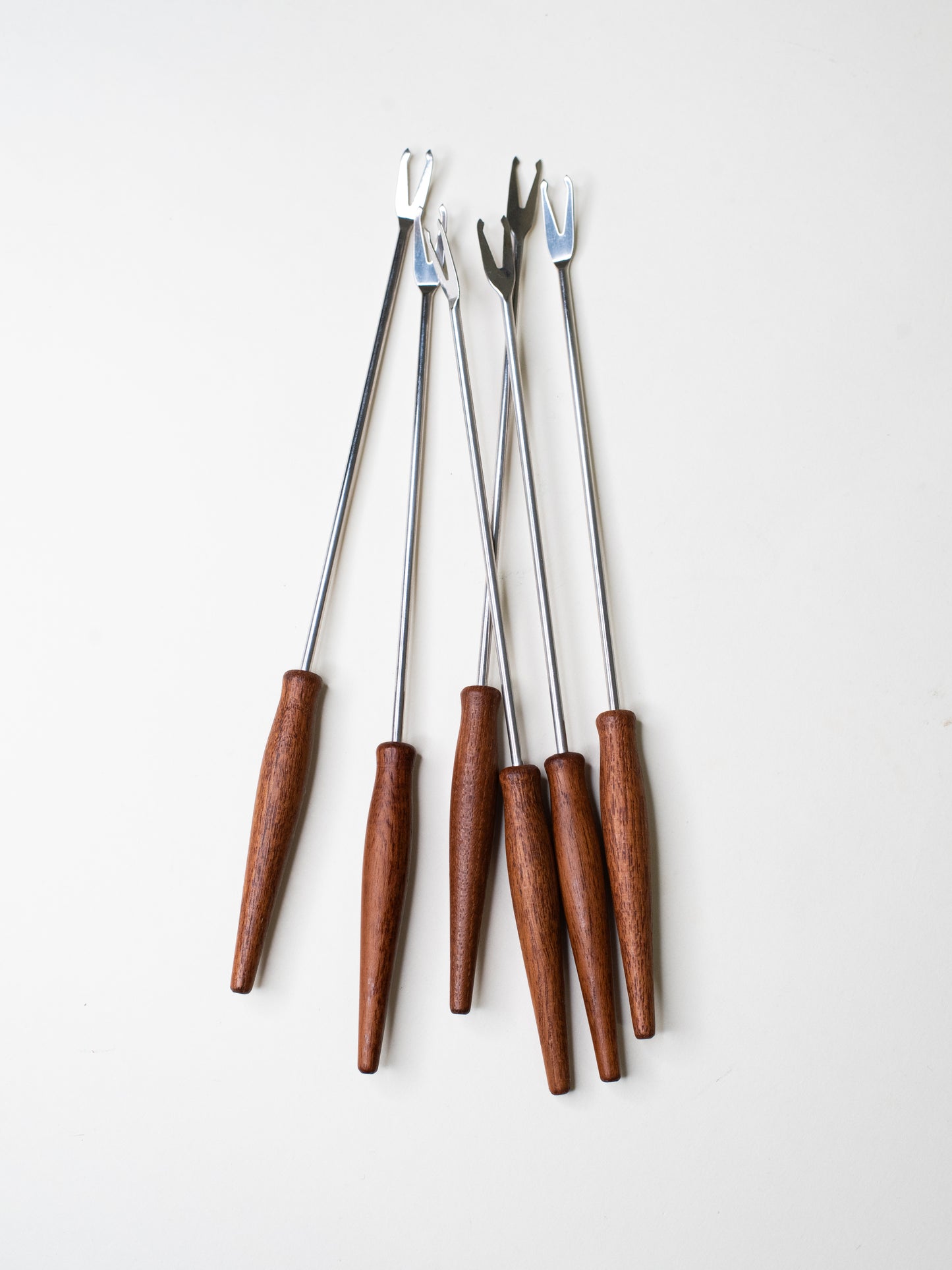 Mid-Century Teak-Handled Fondue Forks - Scandinavia 1960s - Set of Six