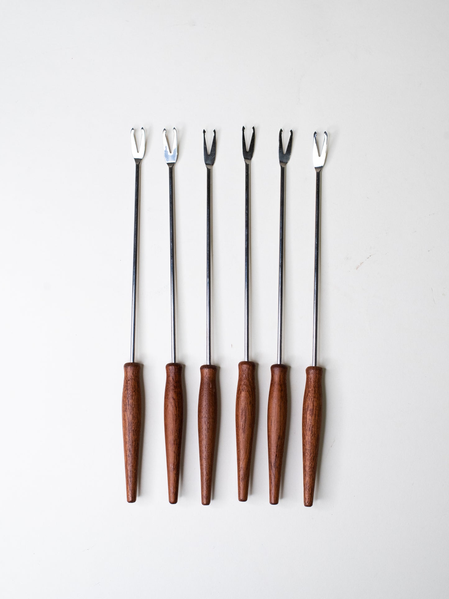 Mid-Century Teak-Handled Fondue Forks - Scandinavia 1960s - Set of Six