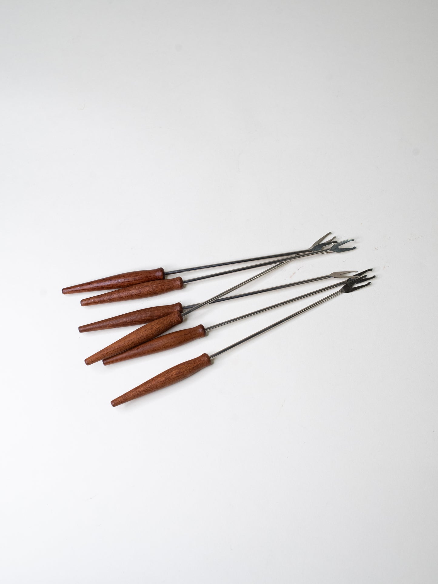 Mid-Century Teak-Handled Fondue Forks - Scandinavia 1960s - Set of Six