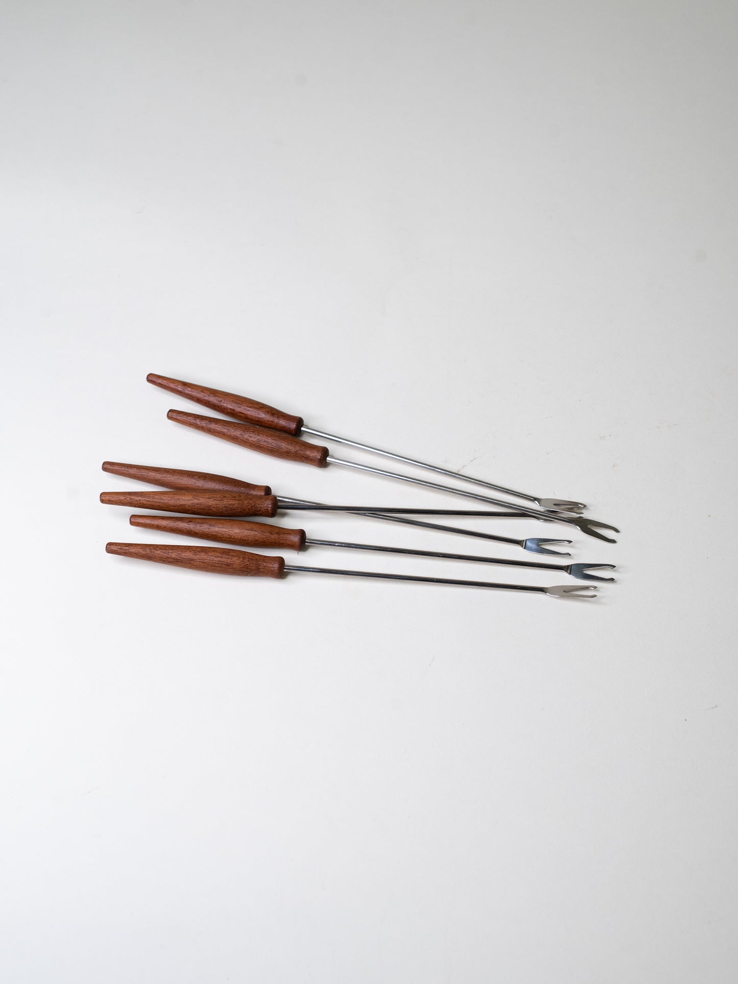 Mid-Century Teak-Handled Fondue Forks - Scandinavia 1960s - Set of Six