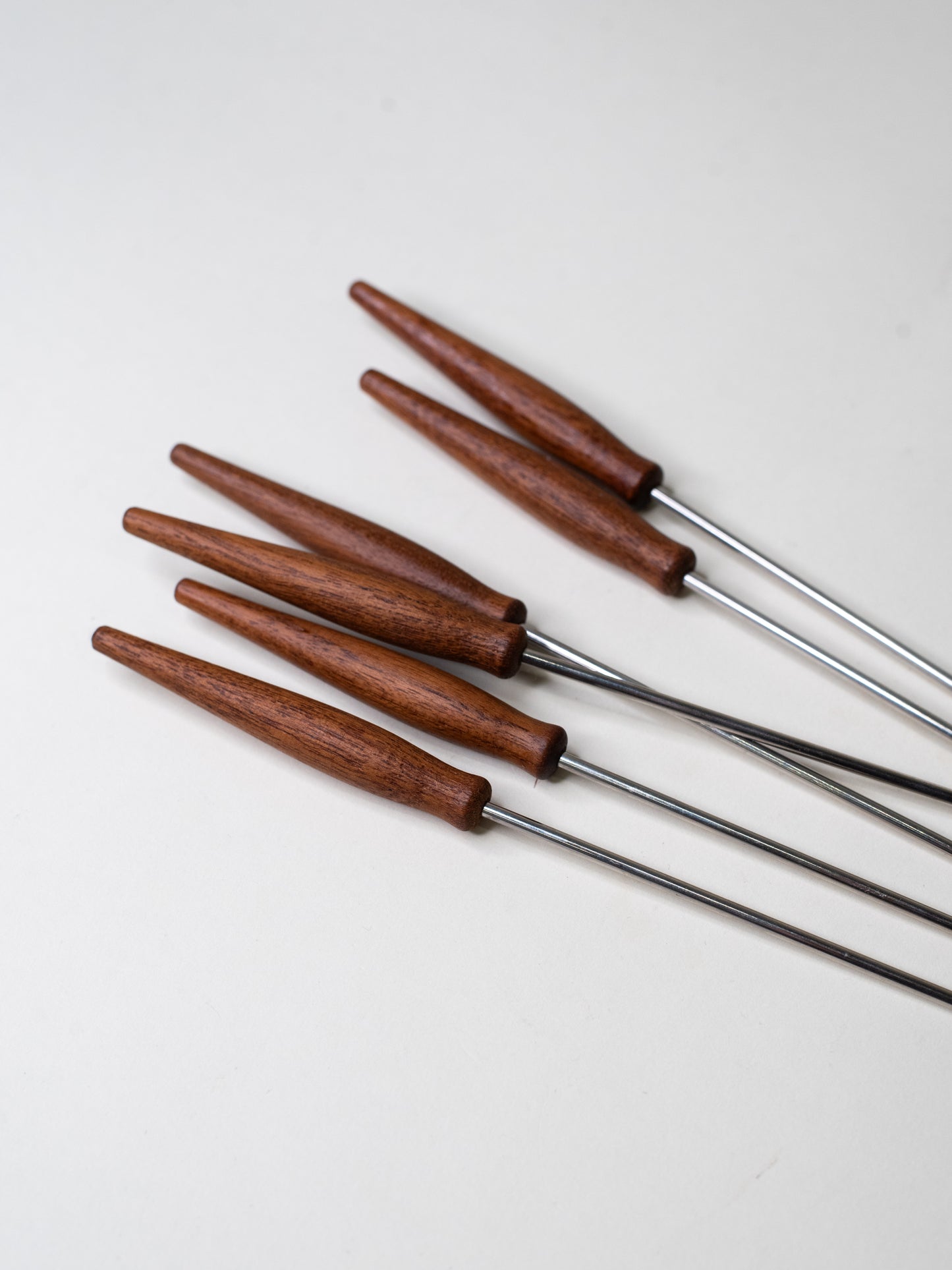 Mid-Century Teak-Handled Fondue Forks - Scandinavia 1960s - Set of Six