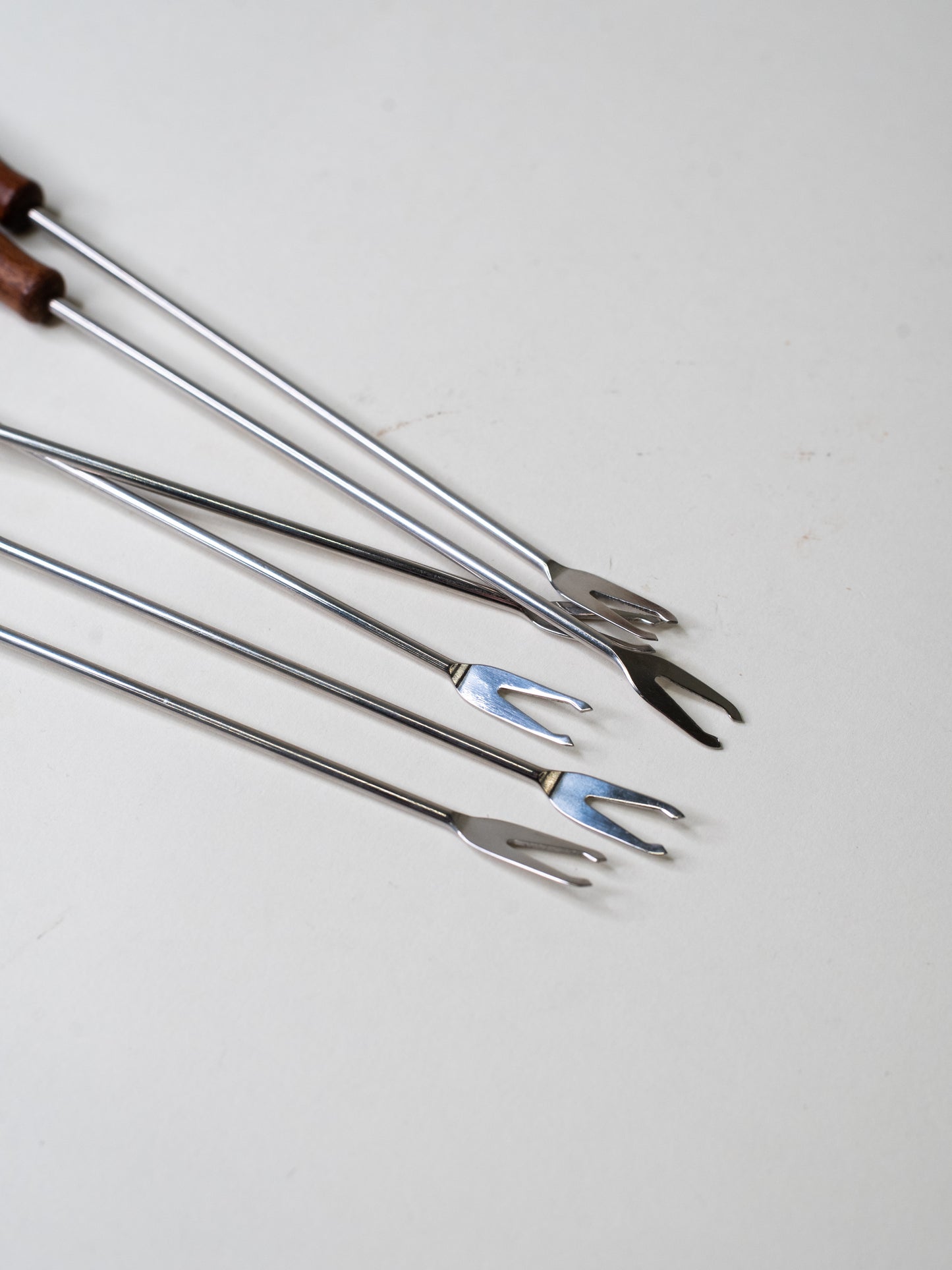 Mid-Century Teak-Handled Fondue Forks - Scandinavia 1960s - Set of Six