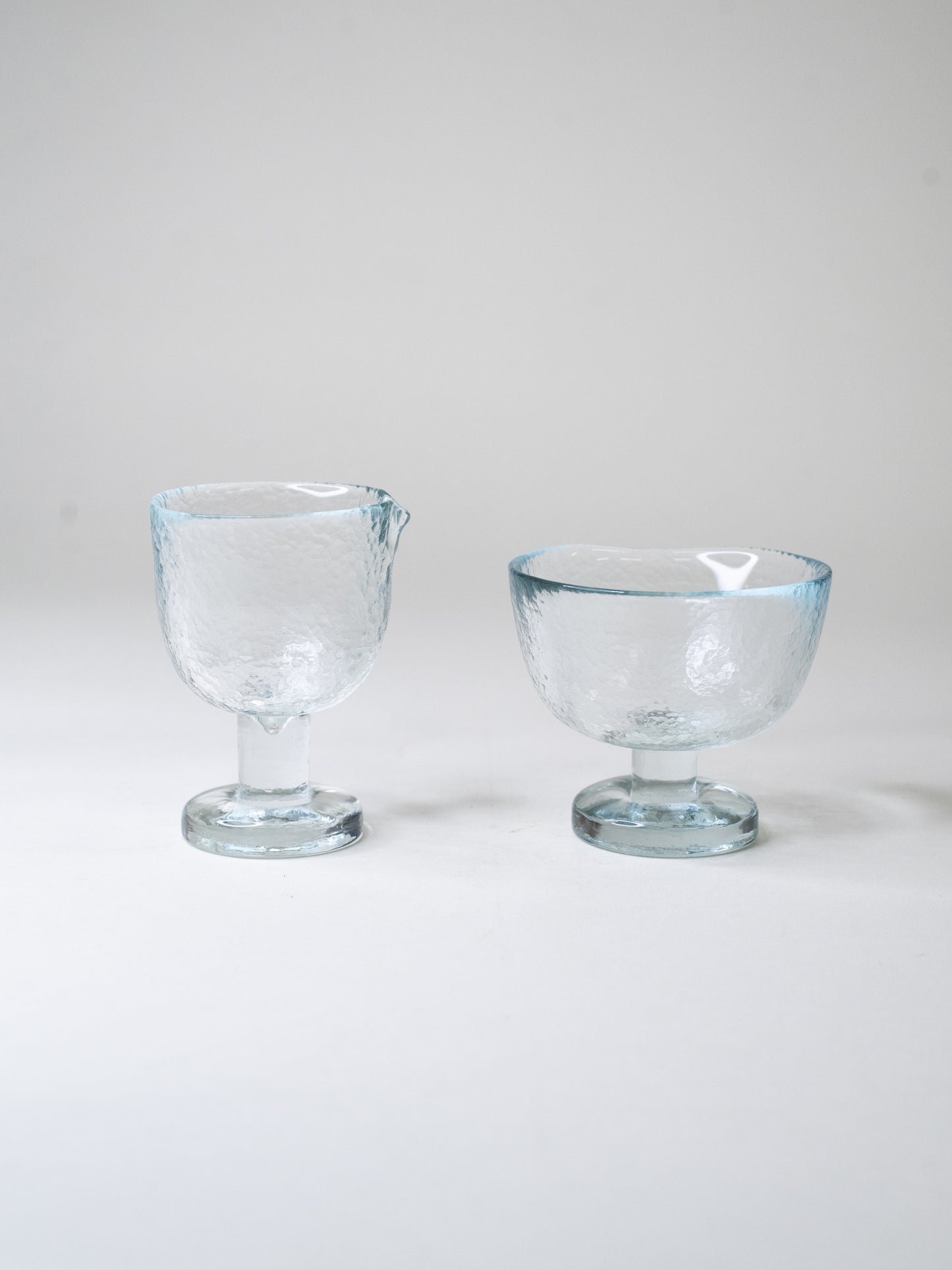 Vintage Serving Set in Hammered Glass - Pertti Santalahti for Humppila, 1970s