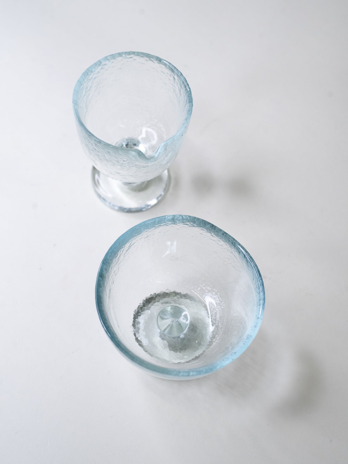 Vintage Serving Set in Hammered Glass - Pertti Santalahti for Humppila, 1970s