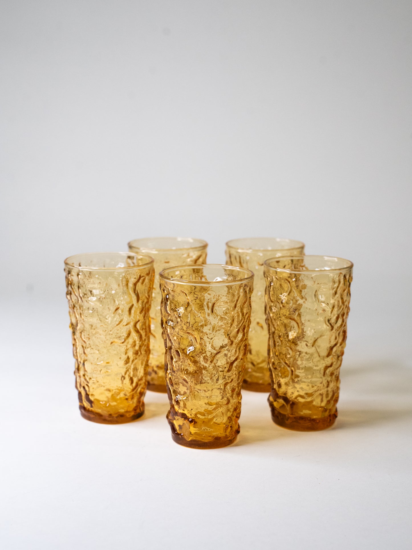 Amber Glass Tumblers - 'Lido Milano' by Anchor Hocking, 1960s USA - Set of 5