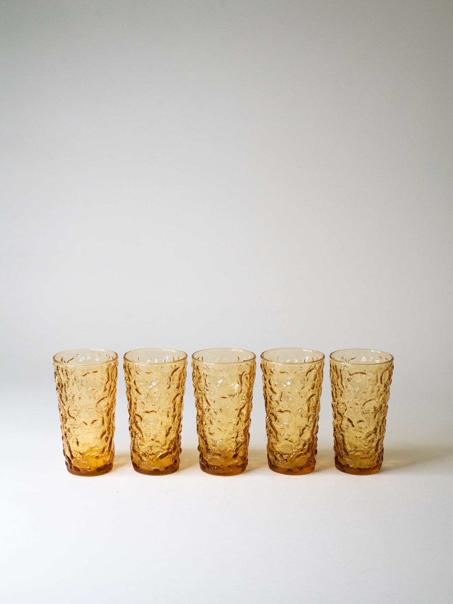 Amber Glass Tumblers - 'Lido Milano' by Anchor Hocking, 1960s USA - Set of 5
