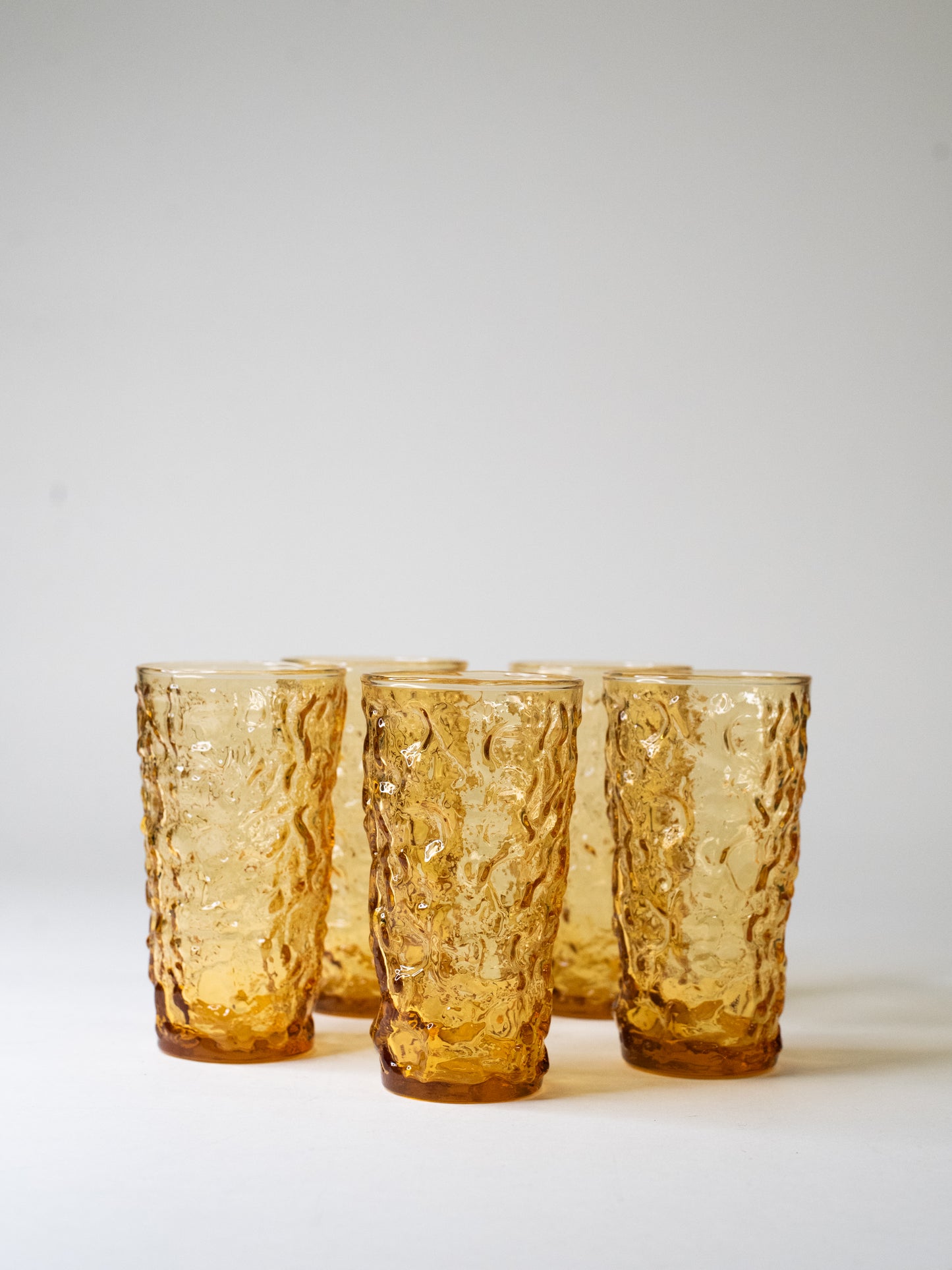Amber Glass Tumblers - 'Lido Milano' by Anchor Hocking, 1960s USA - Set of 5