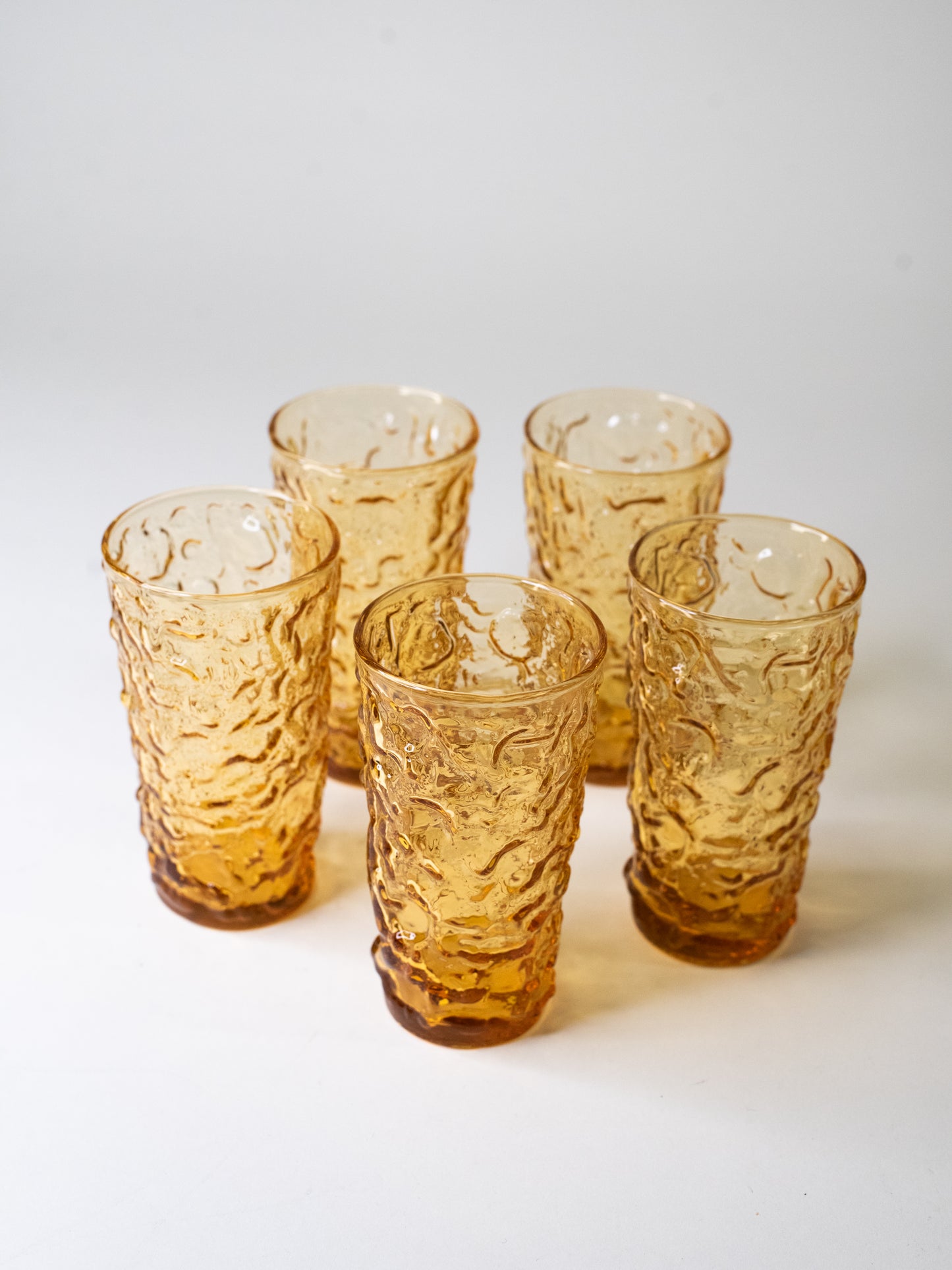 Amber Glass Tumblers - 'Lido Milano' by Anchor Hocking, 1960s USA - Set of 5