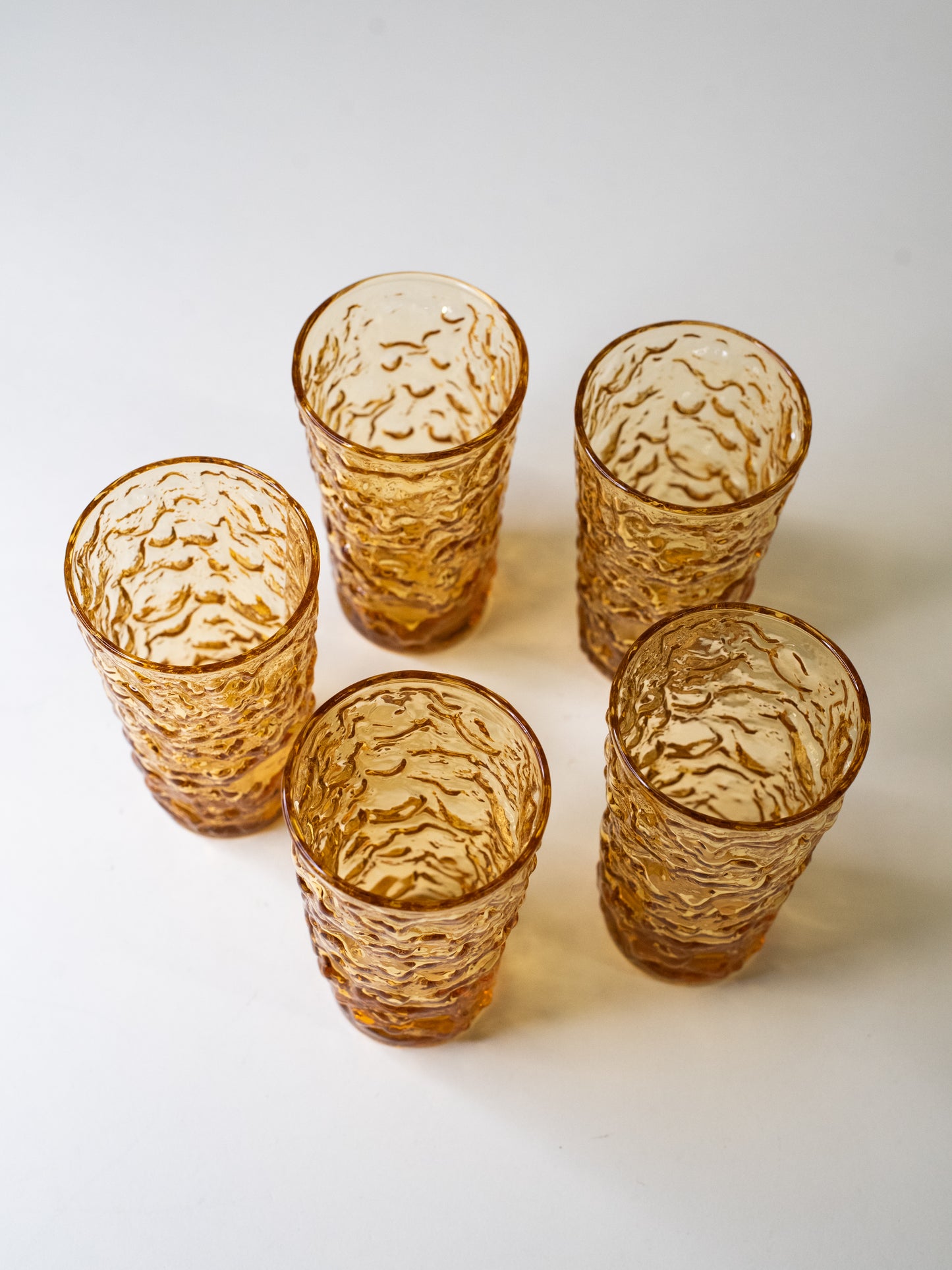 Amber Glass Tumblers - 'Lido Milano' by Anchor Hocking, 1960s USA - Set of 5