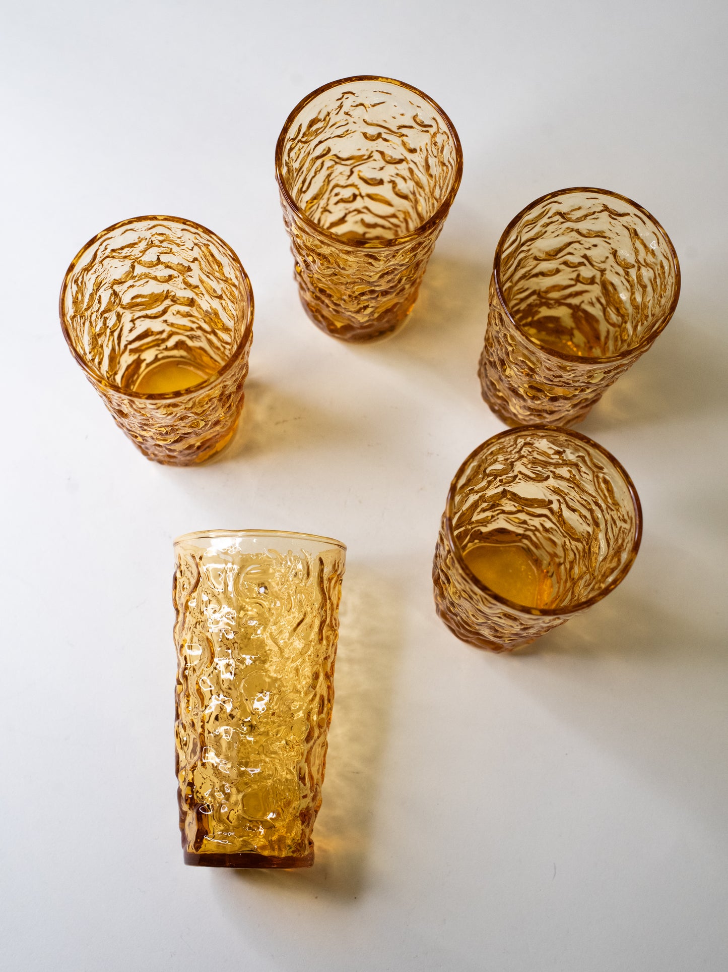 Amber Glass Tumblers - 'Lido Milano' by Anchor Hocking, 1960s USA - Set of 5