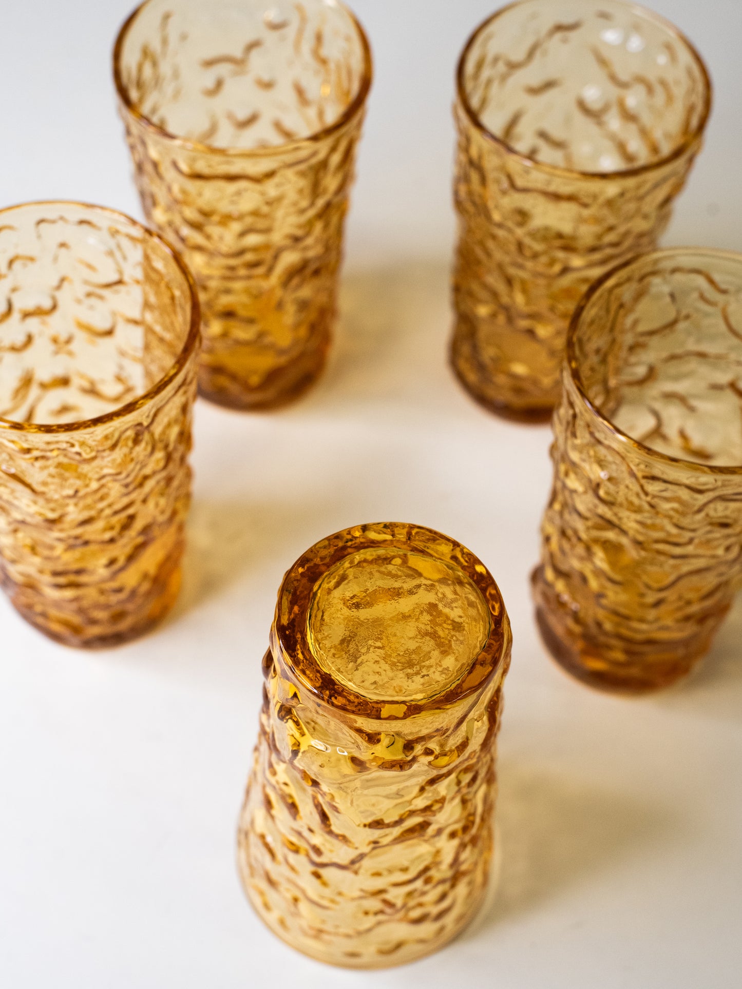 Amber Glass Tumblers - 'Lido Milano' by Anchor Hocking, 1960s USA - Set of 5