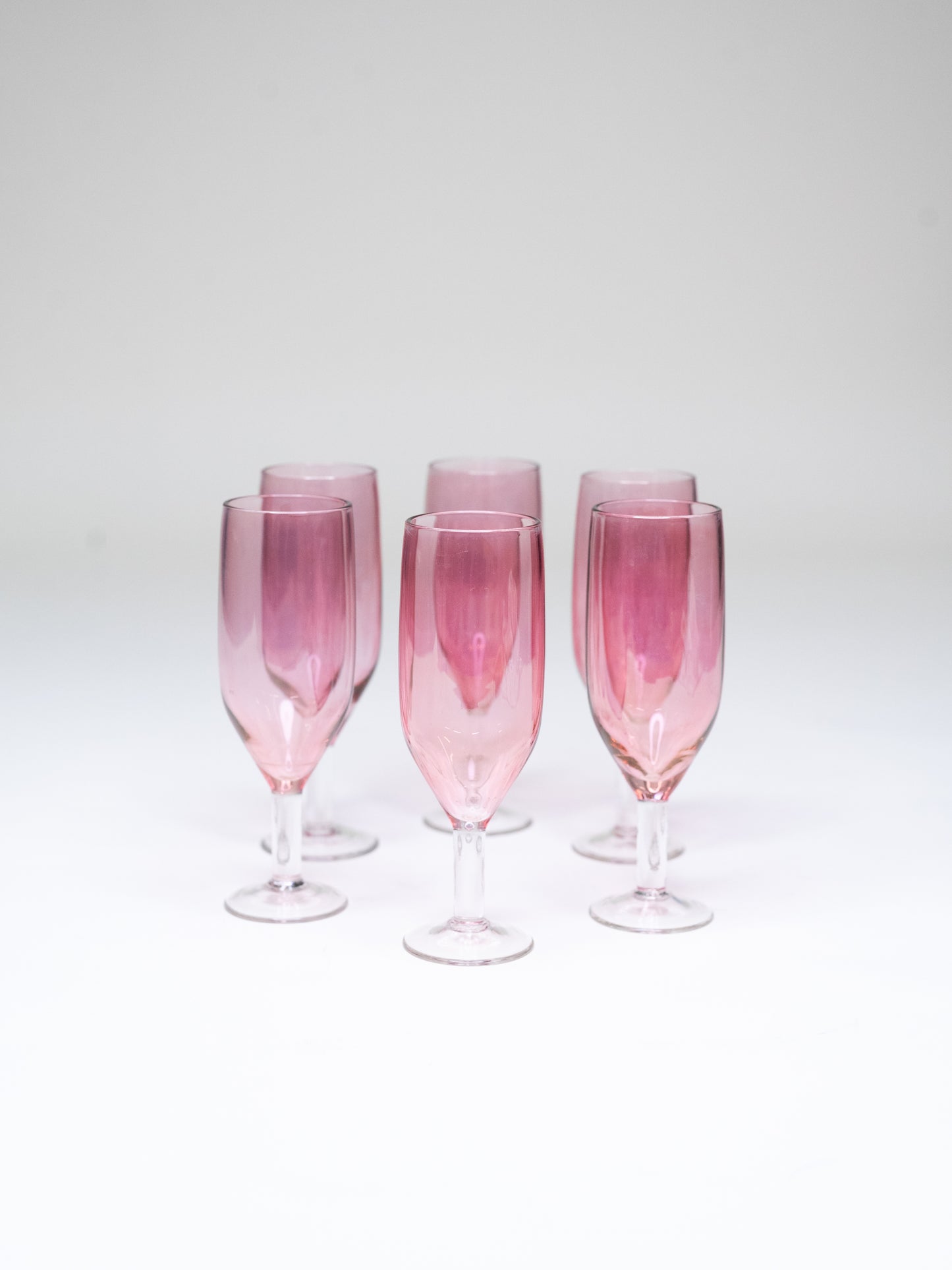 Mid-Century Pink Champagne Glasses - Likely Finnish - Set of 6