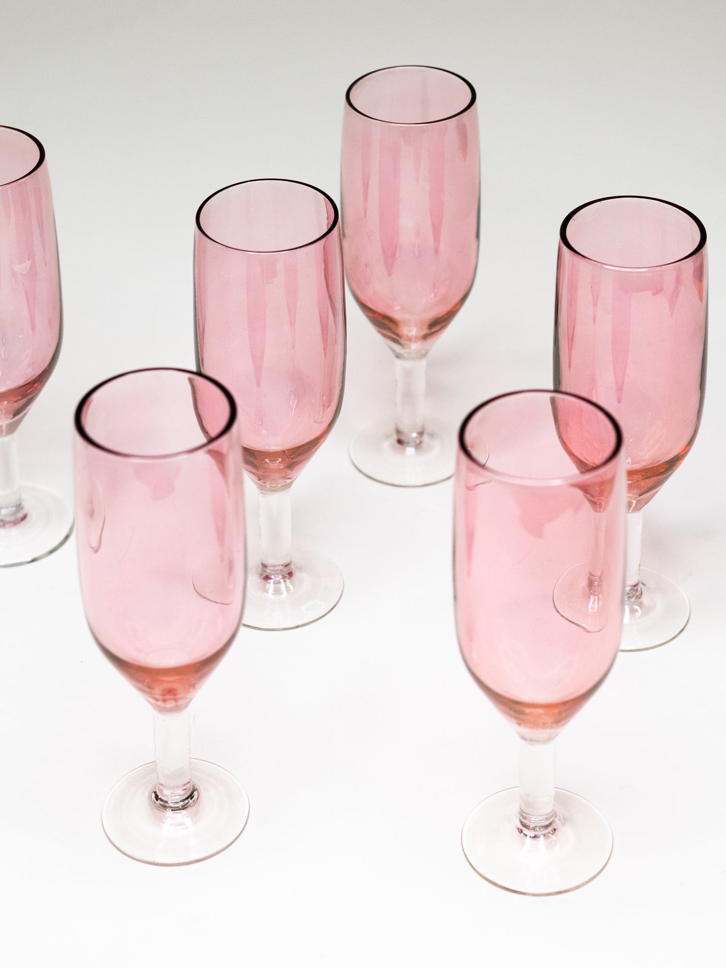 Mid-Century Pink Champagne Glasses - Likely Finnish - Set of 6