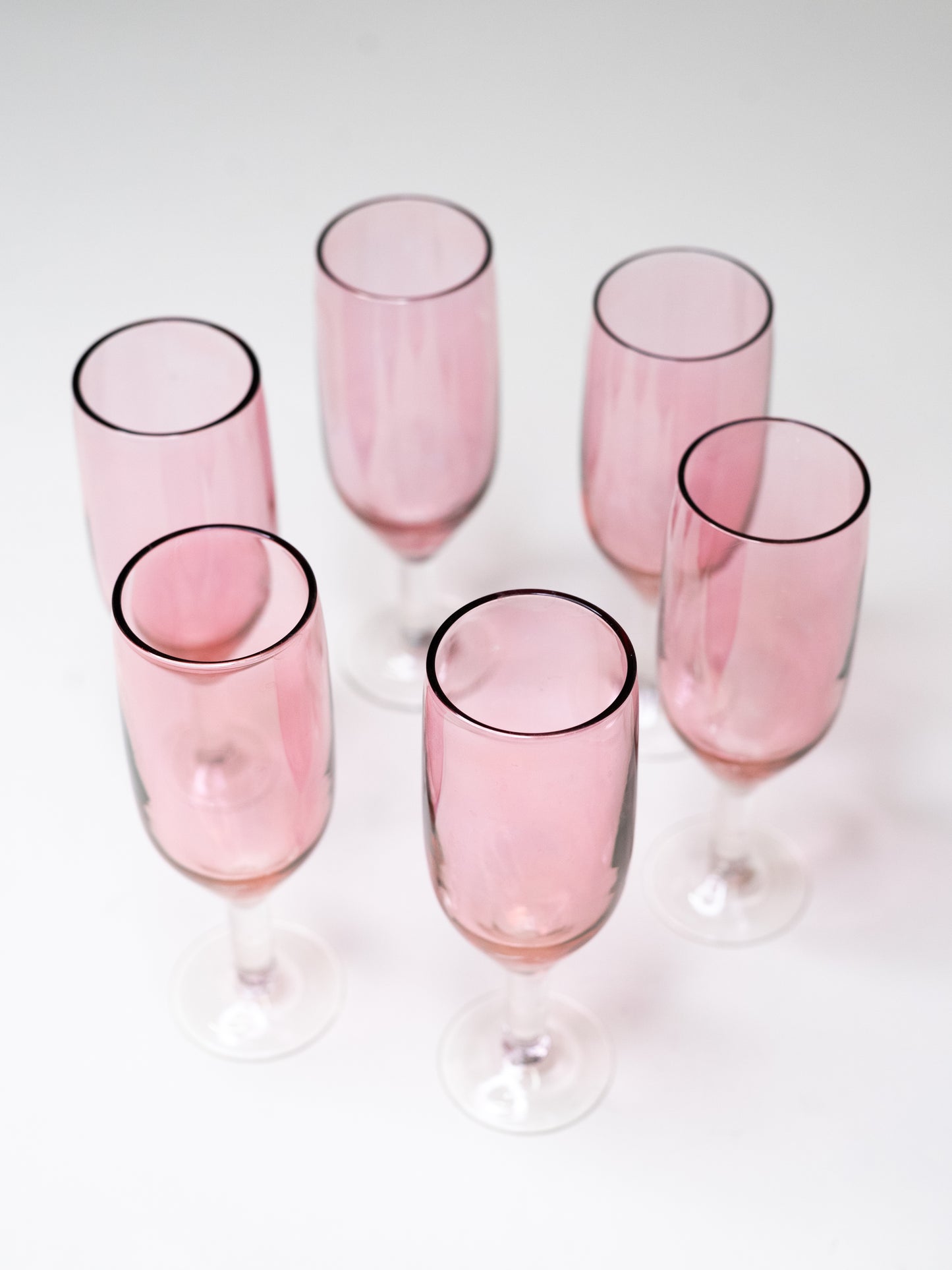 Mid-Century Pink Champagne Glasses - Likely Finnish - Set of 6