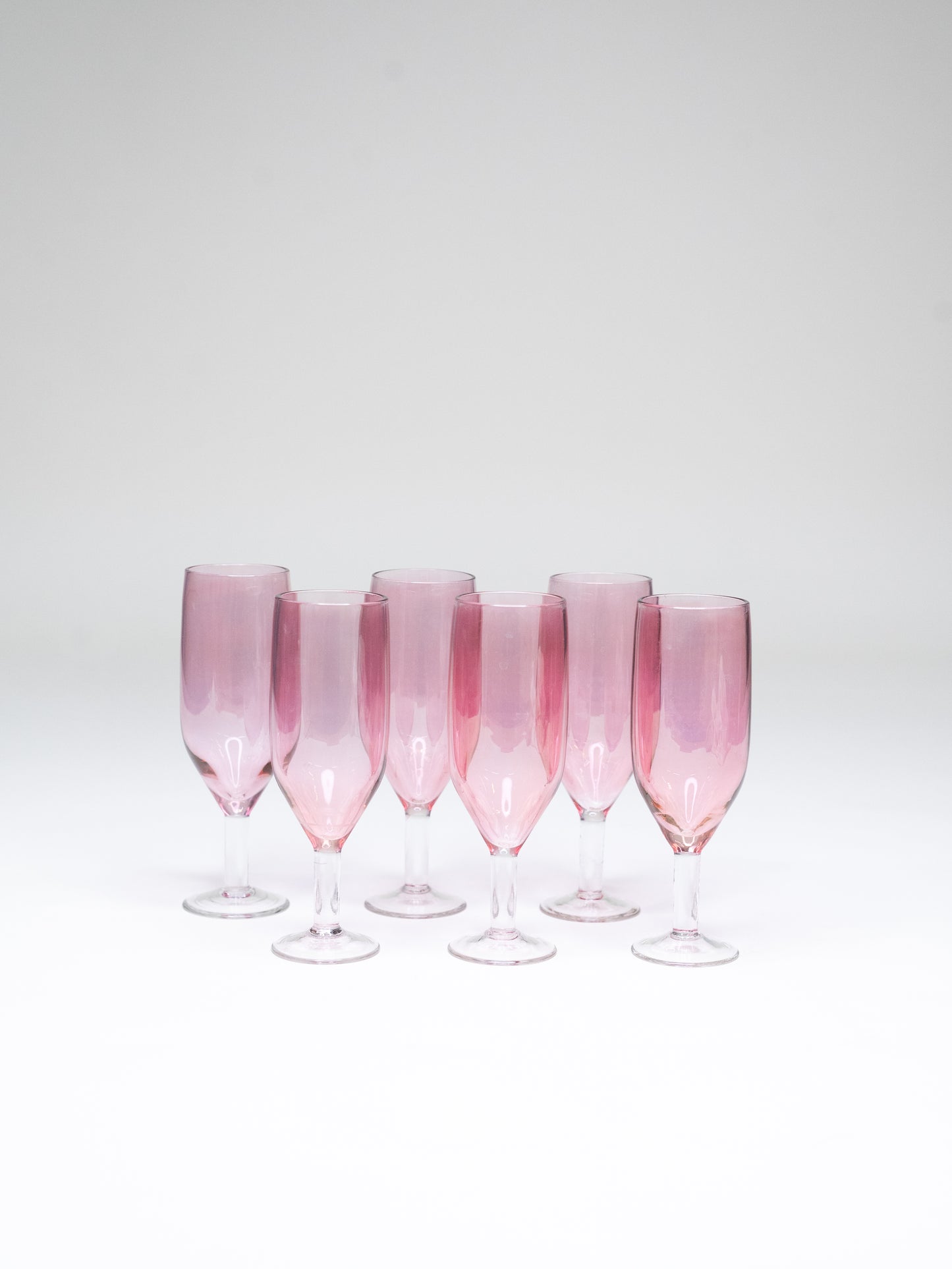 Mid-Century Pink Champagne Glasses - Likely Finnish - Set of 6
