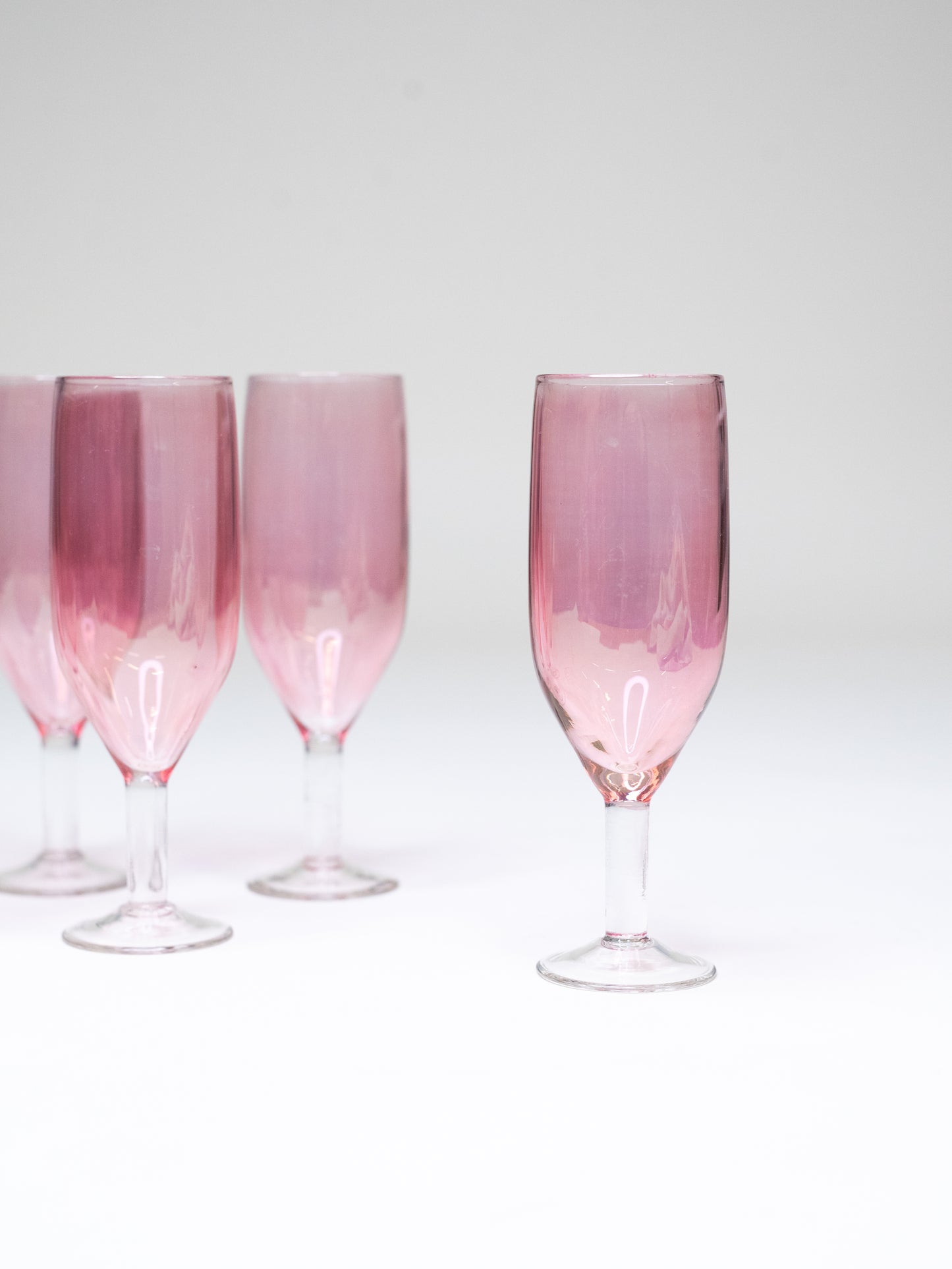 Mid-Century Pink Champagne Glasses - Likely Finnish - Set of 6