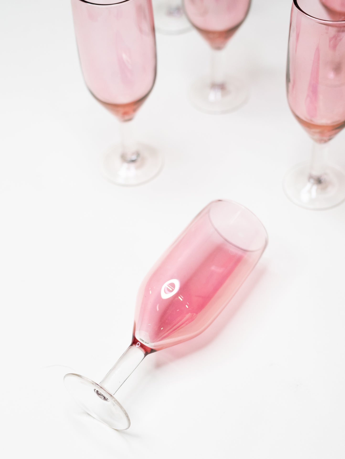 Mid-Century Pink Champagne Glasses - Likely Finnish - Set of 6