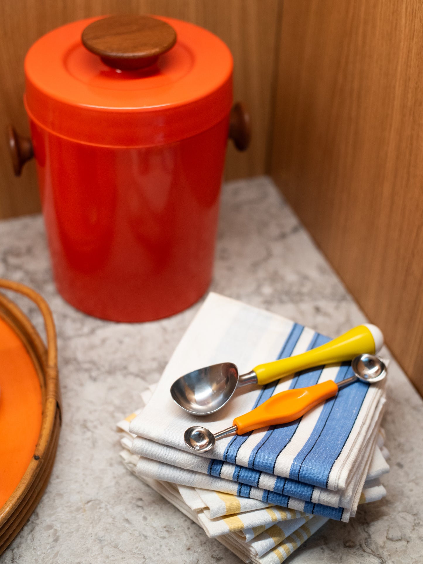 Danish Mid-Century Orange Ice Bucket by Luthje Wood - Denmark, 1960s